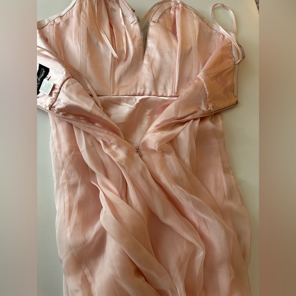 La Femme Blush Designer Pleated Chiffon Jeweled Embellished Prom Dress 20027 6 - Picture 12 of 16